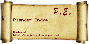 Plander Endre névjegykártya